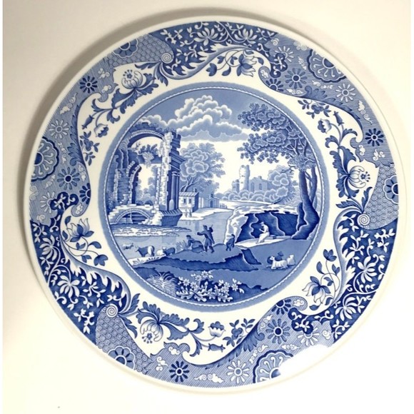 Spode Cake plate Italian Blue Transferware - Picture 5 of 6
